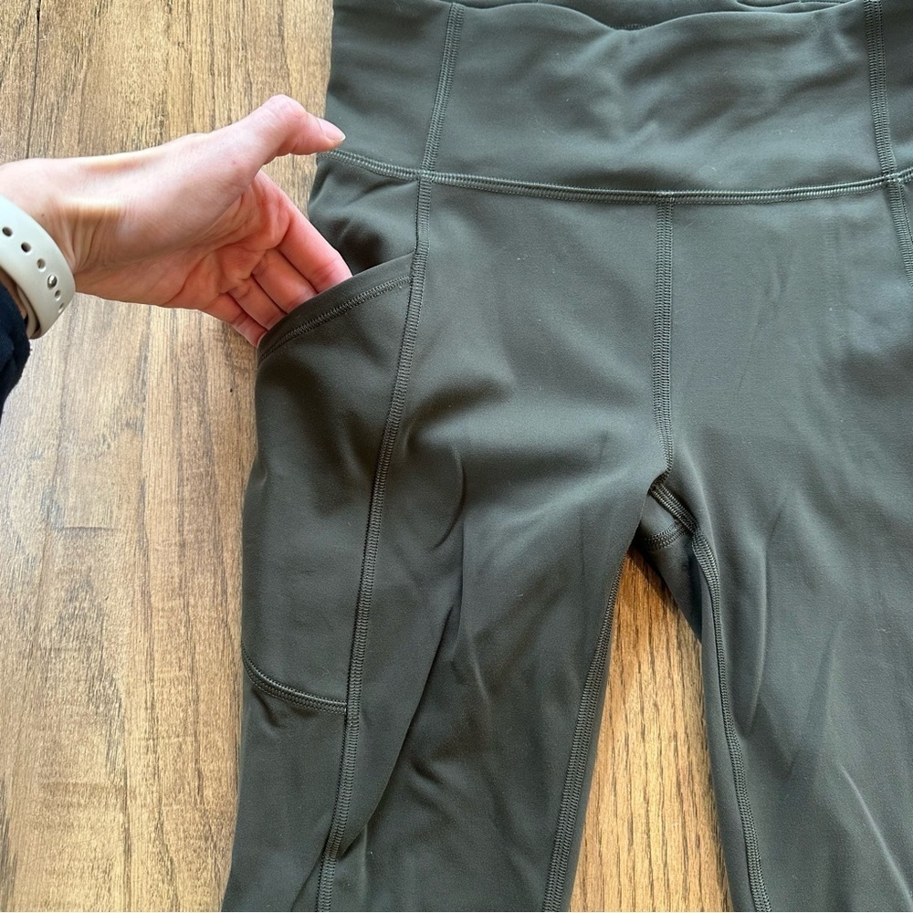 Lululemon Invigorate High-Rise Tight Leggings 25" Green Size 4 Side Pockets - Picture 3 of 8